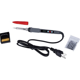 Parts Express 60W Adjustable Temperature Digital Soldering Iron Kit with Power Button