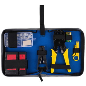 Parts Express Network Ethernet LAN Install Tool Kit with Cable Tester and Case
