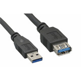 Parts Express 3 ft. Black USB 3.0 A Male/A Female Extension Cable