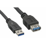 Parts Express 10 ft. Black USB 3.0 A Male/A Female Extension Cable