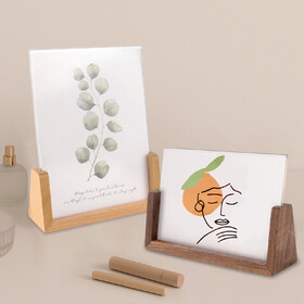 Muka 2-Pack Rustic Wood Photo Frames with Wooden Base and HD Free Acrylic Cover, 1 Horizontal and 1 Vertical