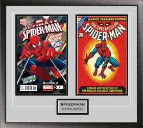 Perfect Cases Double Comic Book Frame with Engraving in Classic Moulding