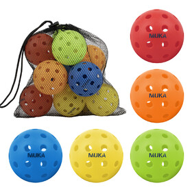 Muka 10 Pack Pickleball Balls with Drawstring Bag, Outdoor 40 Holes Pickleball Balls