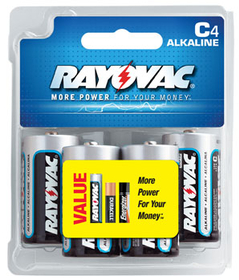 Ray O Vac Alkaline C Size - 4 Pk Carded, 814-4
