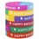 Muka 24 PCS Happy Birthday Silicone Bracelets Elastic Rubber Wristbands, Birthday Party Supplies