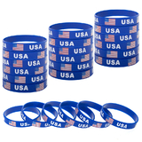 Muka 24 PCS USA Rubber Wristbands Silicone Bracelet with American Flag for Patriots Army Sport Fans