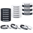 Muka 24 PCS Silicone Bracelets BLESSED Religious Affimation Wristbands Fitness Sport Working Life