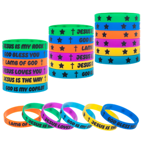 Muka 24 PCS Religious Sayings Silicone Bracelets, Christian Wristbands Church Christmas Gift Idea