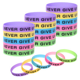 Muka 20 PCS NEVER GIVE UP Silicone Bracelets, Glow in the Dark Inspirational Wristbands for Fitness Sports Back to School Gifts