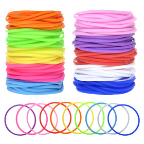 Muka 100 PCS Silicone Jelly Bracelets for Youth, Hair Ties Back to School Party Favors
