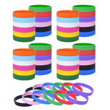 Muka 60 PCS Silicone Bracelets Colored Rubber Wristband for Events