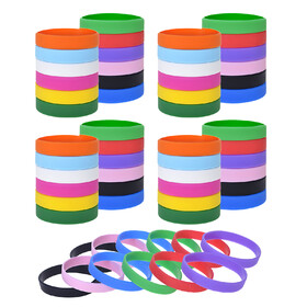 Muka 60 PCS Silicone Bracelets Colored Rubber Wristband for Events