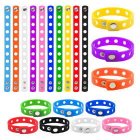 Muka Adjustable Silicone Wristbands with Holes Cute Bracelets for Boys Girls Swimming Identify