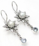 Painful Pleasures BAER046-pair Pearl Sunflower Indonesian Style French Hook Earrings