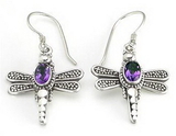 Painful Pleasures BAER069-pair Dragonfly French Hook Bali Sterling Silver Earrings