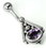 Painful Pleasures BAN062 14g 7/16&quot; Bali Triangle Oval Gem Sterling Silver Navel Belly Jewelry