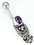 Painful Pleasures BAN063 14g 7/16&quot; Bali DROOPI Gem Sterling Silver Navel Belly Jewelry