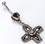 Painful Pleasures BAN079 14g 7/16&quot; Tear Drop Indonesian with Dangle Cross Wholesale Belly Rings