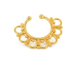 Painful Pleasures BAN121 Gold Plated, Sterling Silver Detailed Septum Ring or Earring - Clip On