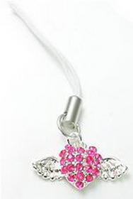 Painful Pleasures CEL010 Flying Heart Jeweled Cell Phone Charms