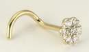 Painful Pleasures Custom-015-NS014-BG 20g - 16g 14kt Yellow Gold 7 Stone Flower Nostril Jewelry - Custom Made - Price Per 1