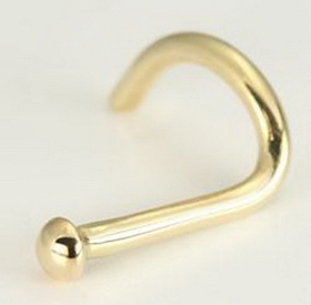 Painful Pleasures Custom-021-NS030-BG 20g - 16g 14kt Yellow Gold 2.0mm Dome Nostril Jewelry - Custom Made - Price Per 1