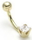 Painful Pleasures Custom-162-JNS023-bg 4x4mm Princess Cut Stone Gold Belly Button Ring (CUSTOM MADE)