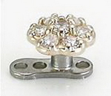 Painful Pleasures Custom-205-DT014-BG 14kt White Gold Internally Threaded Jeweled flower Top - Custom Made - Price Per 1