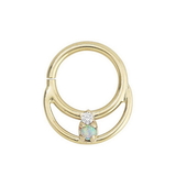 Painful Pleasures Custom-632-JSR016-BG 16g 5/16" 14kt Yellow Gold or White Gold Crescent Jeweled Ring for Daith Piercings (Custom Made)