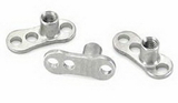 Painful Pleasures derm009 12g Steel Dermal Anchor with 2mm or 2.5mm Rise & 3-Hole Base - Price Per 1