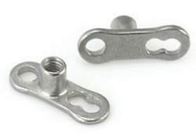 Painful Pleasures DERM017-VER3 14g Titanium Dermal Anchor with 2mm Rise and 2-Hole Base - Price Per 1