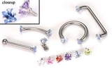 Painful Pleasures derm073-14g 14g - 12g Internally Threaded Jewel Prong-Set Square Top - Price Per 1