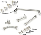 Painful Pleasures derm090 14g - 12g Internally Threaded Sterling Silver Prong-Set Jewel Top - Price Per 1