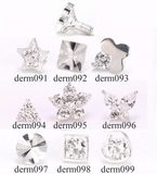 Painful Pleasures derm091-099 14g - 12g Internally Threaded Sterling Silver Top - Choose from 9 Styles - Price Per 1