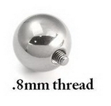 Painful Pleasures derm185-187 16g Internal 0.8mm Threading Steel Ball - Price Per 1