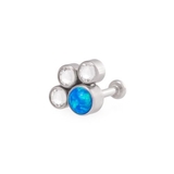 Painful Pleasures derm292-anod 18g-16g Internally Threaded Opal Paw Print Cluster Top with Jewels - Price Per 1