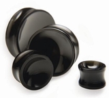 Gorilla Glass GG021-OBP-C Gorilla Glass Concave Obsidian Double Flare Plug - Price Per 1