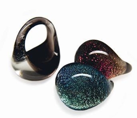 Gorilla Glass GG035-DRR DICHROIC Finger Ring Glass Body Jewelry - Price Per 1
