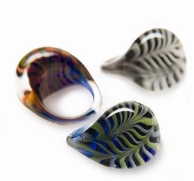 Gorilla Glass GG036-FTR FEATHER Finger Ring Glass Body Jewelry - Price Per 1