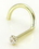 Painful Pleasures GNS006 20g 14kt Yellow Gold Nose Screw with 1.5mm Crystal Jewel - Right Bend