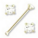 Painful Pleasures GNS012 20g - 1.5mm Real Diamond 14kt Yellow Gold Nose Bone