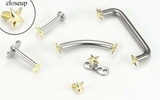 Painful Pleasures GNS021b 18g-16g Internally Threaded Replacement YELLOW GOLD 3D STAR - Price Per 1