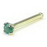 Painful Pleasures GNS028 14kt Yellow or White Gold 1.5mm PRECIOUS STONE Nose Bone 20g