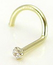 Painful Pleasures GNS030 14kt Yellow Gold 2mm CZ Jewel Nose Screw