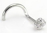 Painful Pleasures GNS035 14kt White Gold 2.5mm CZ  Nose Screw 20g