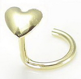 Painful Pleasures GNS044 20g 14kt Yellow Gold HEART Nose Screw Wholesale Body Jewelry