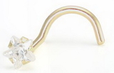 Painful Pleasures GNS048 14kt Yellow Gold PRONG STAR Nose Screw 20g Nostril Body Jewelry