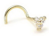 Painful Pleasures GNS055-screw-18g 14kt Yellow Gold Trinity Nose SCREW 18g