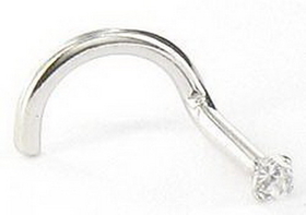 Painful Pleasures GNS061-screw-18g 18g 14kt White Gold 1.5mm CZ Jewel Nose Screw