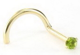 Painful Pleasures GNS067-SCREW-20G 20g Yellow Gold Peridot Jewel Nose Screw